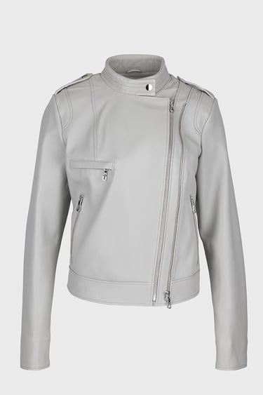  Valmenti Kadın Gri Hakiki Deri Deri Mont