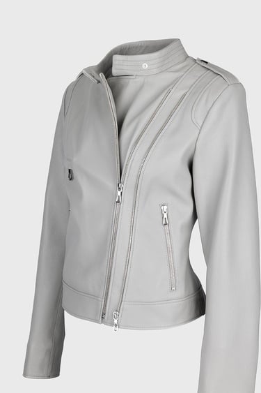  Valmenti Kadın Gri Hakiki Deri Deri Mont