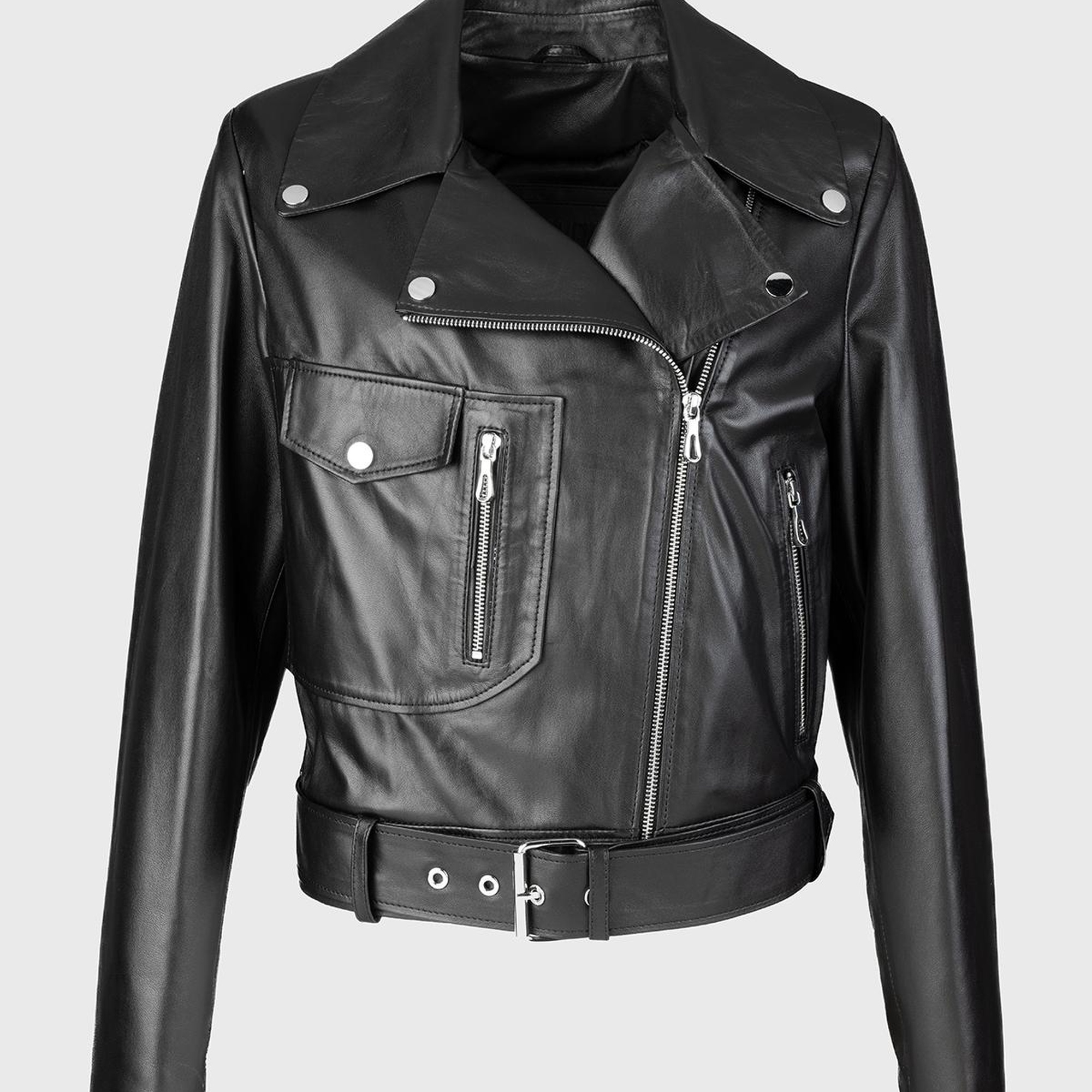 Valmenti Kadın Siyah Hakiki Deri Deri Mont