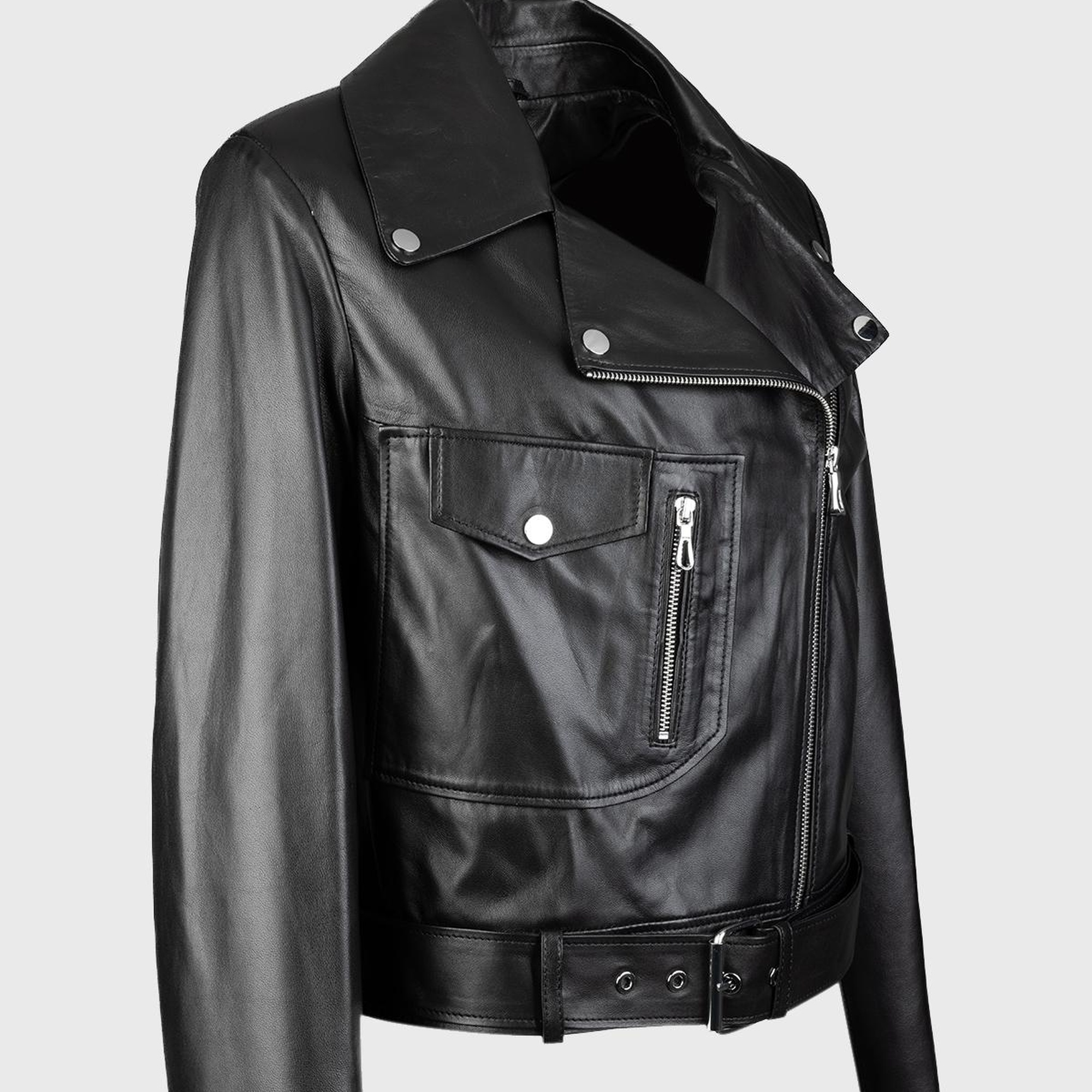 Valmenti Kadın Siyah Hakiki Deri Deri Mont