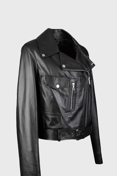  Valmenti Kadın Siyah Hakiki Deri Deri Mont