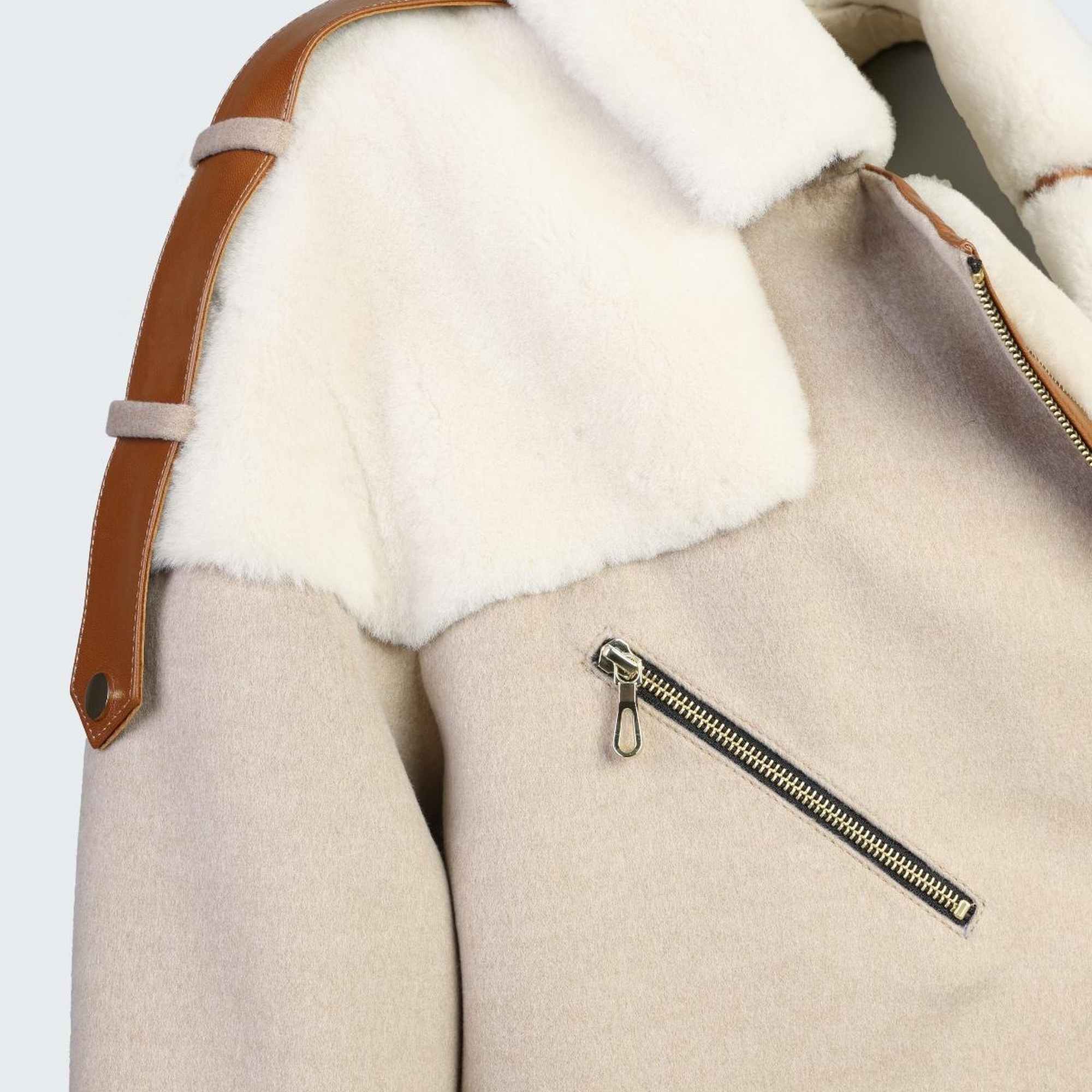 Valmenti Kadın Bej KURK/DERI/KUMAS Mont