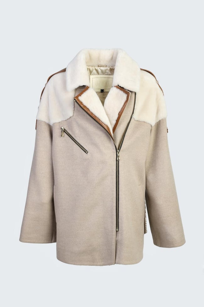  Valmenti Kadın Bej KURK/DERI/KUMAS Mont