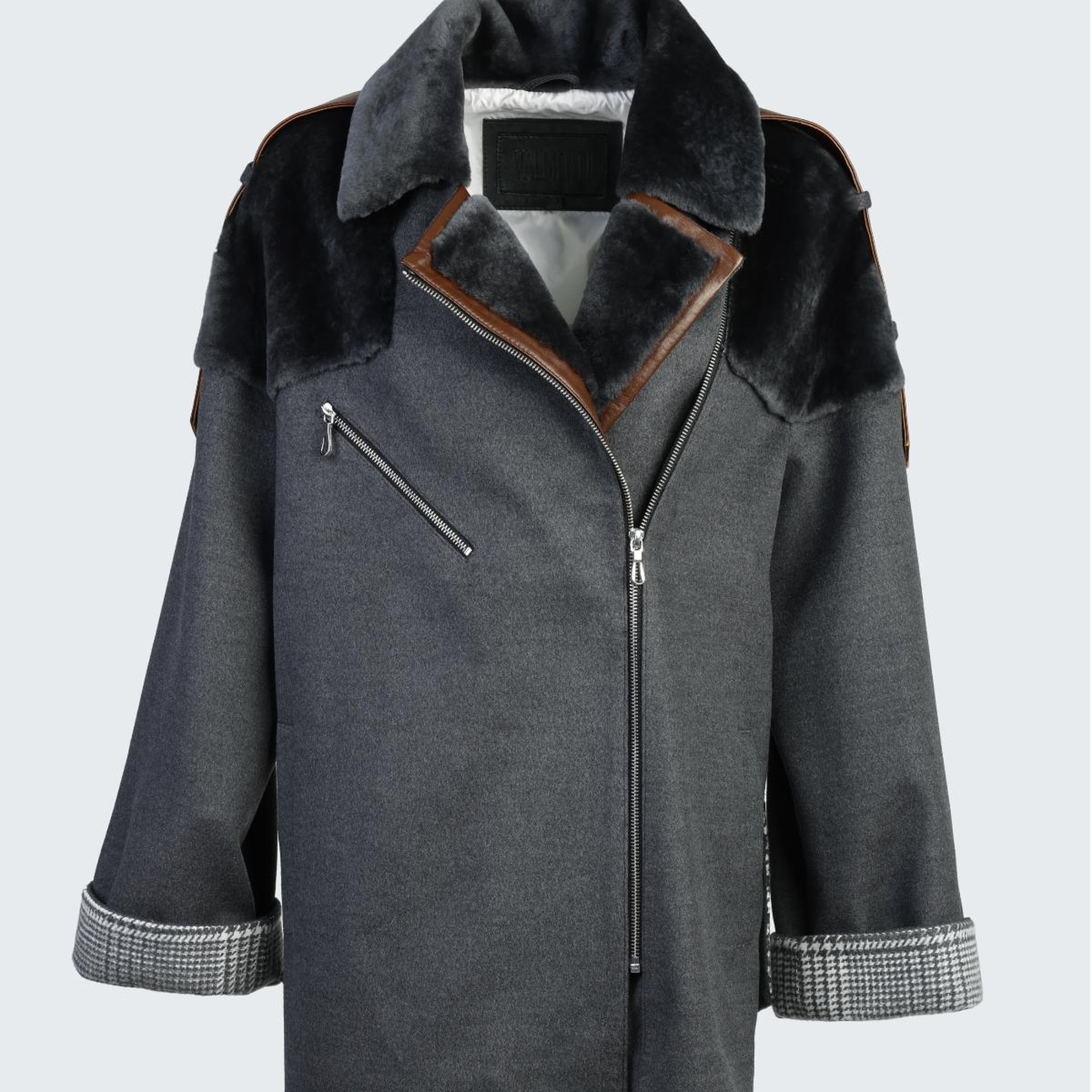 Valmenti Kadın Gri KURK/DERI/KUMAS Mont