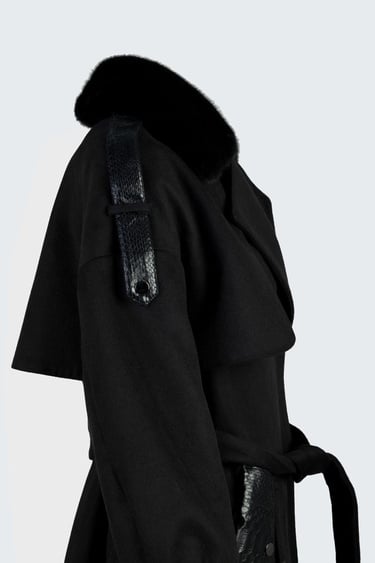  Valmenti Kadın Siyah KUMAS/PITON/KURK Manto