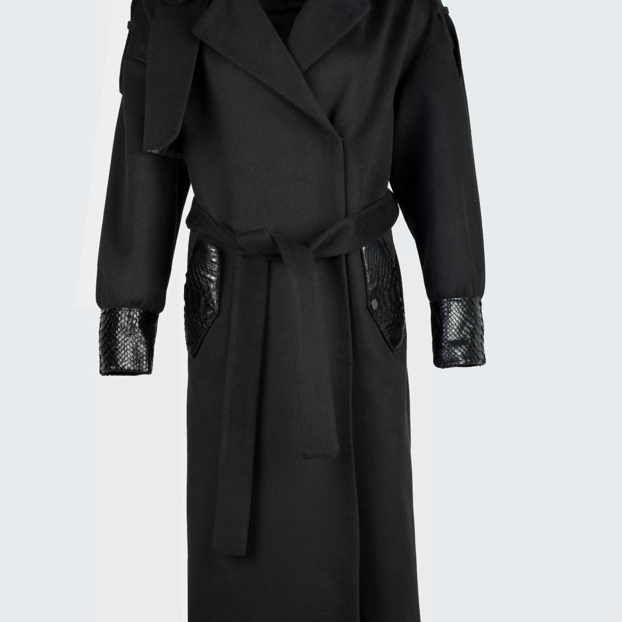 Valmenti Kadın Siyah KUMAS/PITON/KURK Manto