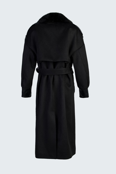  Valmenti Kadın Siyah KUMAS/PITON/KURK Manto