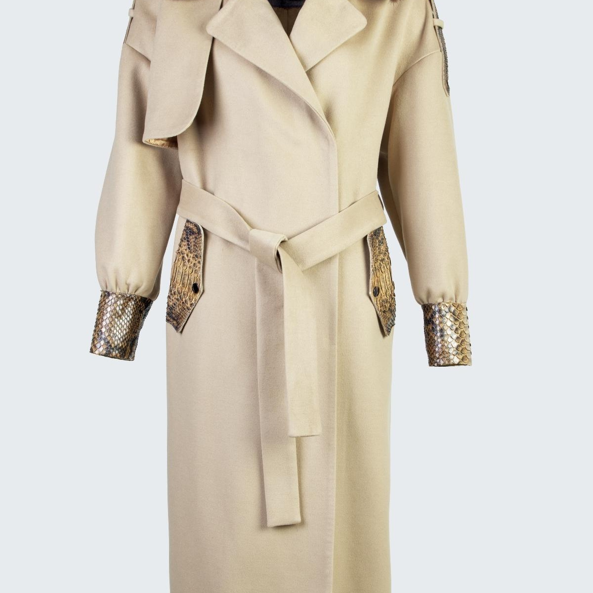 Valmenti Kadın Bej KUMAS/PITON/KURK Manto