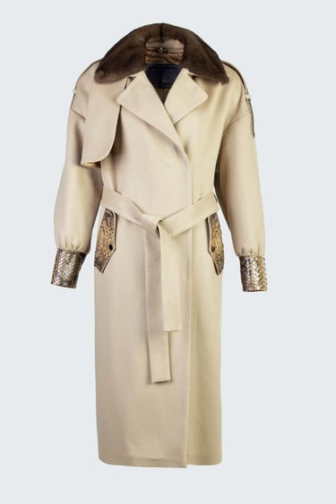  Valmenti Kadın Bej KUMAS/PITON/KURK Manto