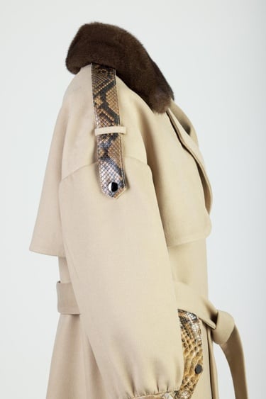  Valmenti Kadın Bej KUMAS/PITON/KURK Manto