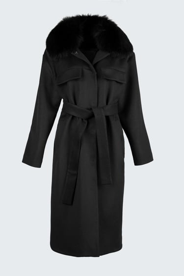  Valmenti Kadın Siyah KURK/DERI/KUMAS Manto