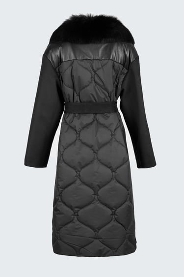  Valmenti Kadın Siyah KURK/DERI/KUMAS Manto