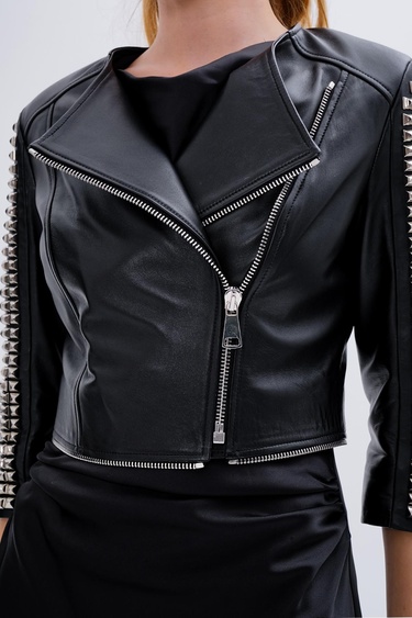  Valmenti Kadın Hakiki Deri Siyah Mont