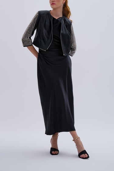  Valmenti Kadın Hakiki Deri Siyah Mont