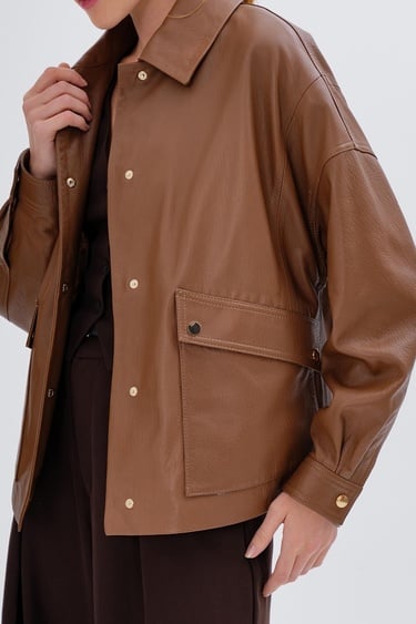  Valmenti Kadın Hakiki Deri Taba Mont