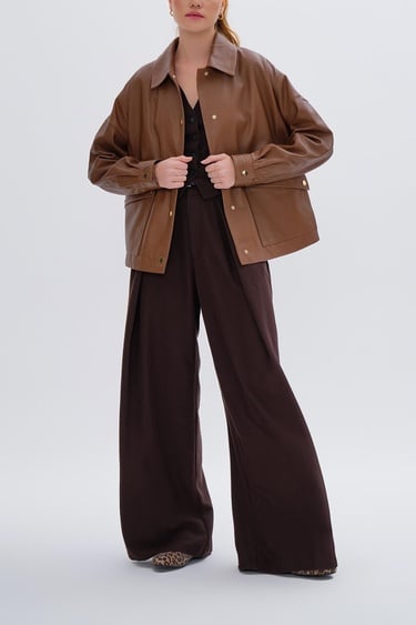  Valmenti Kadın Hakiki Deri Taba Mont