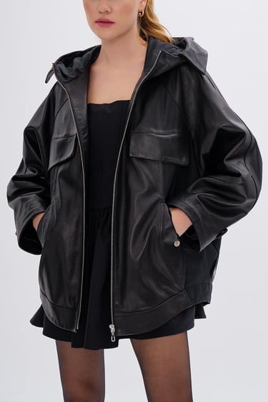  Valmenti Kadın Hakiki Deri Siyah Mont