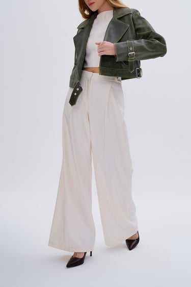  Valmenti Kadın Hakiki Deri Olive Deri Mont