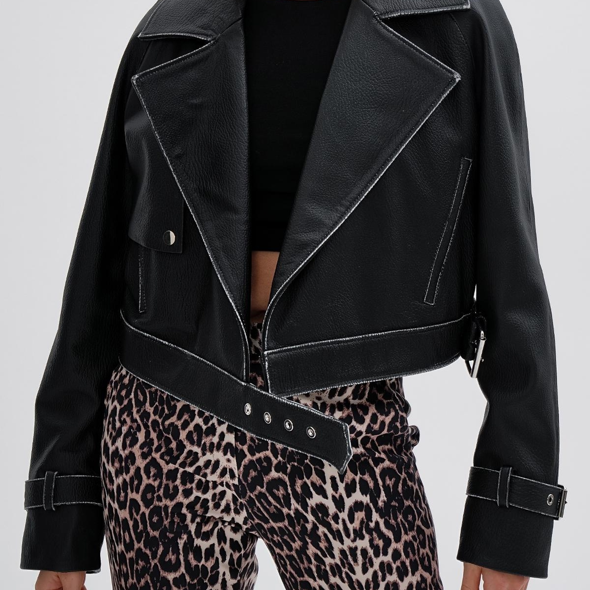 Valmenti Kadın Hakiki Deri Siyah Deri Mont