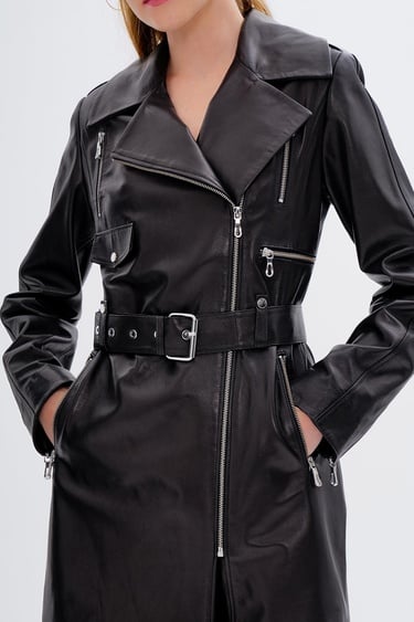  Valmenti Kadın Hakiki Deri Siyah Deri Deri Mont