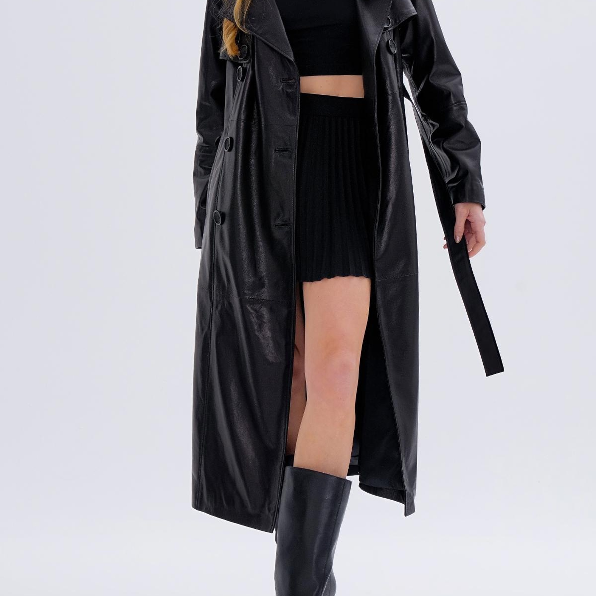 Valmenti Kadın Hakiki Deri Siyah Deri Mont