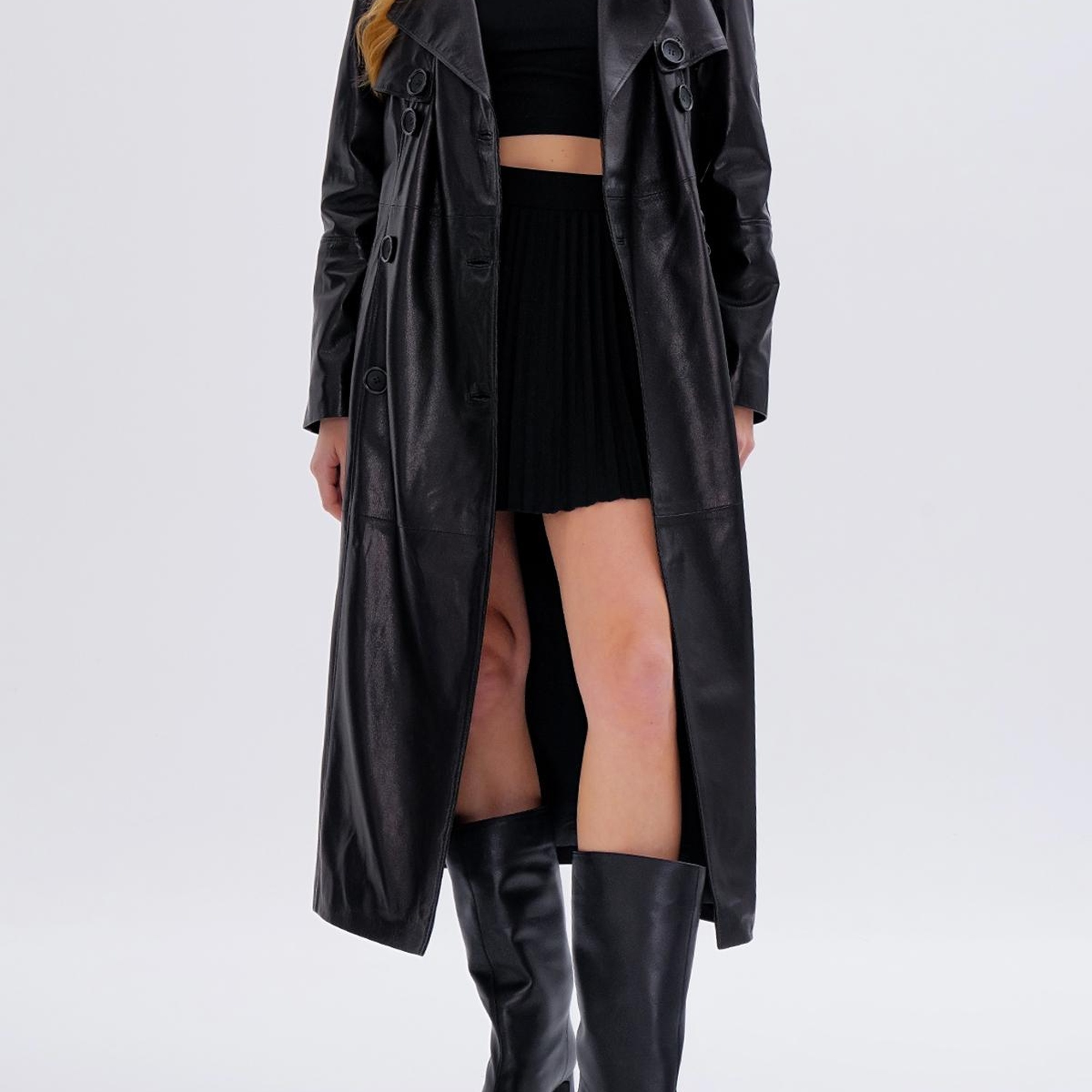 Valmenti Kadın Hakiki Deri Siyah Deri Mont