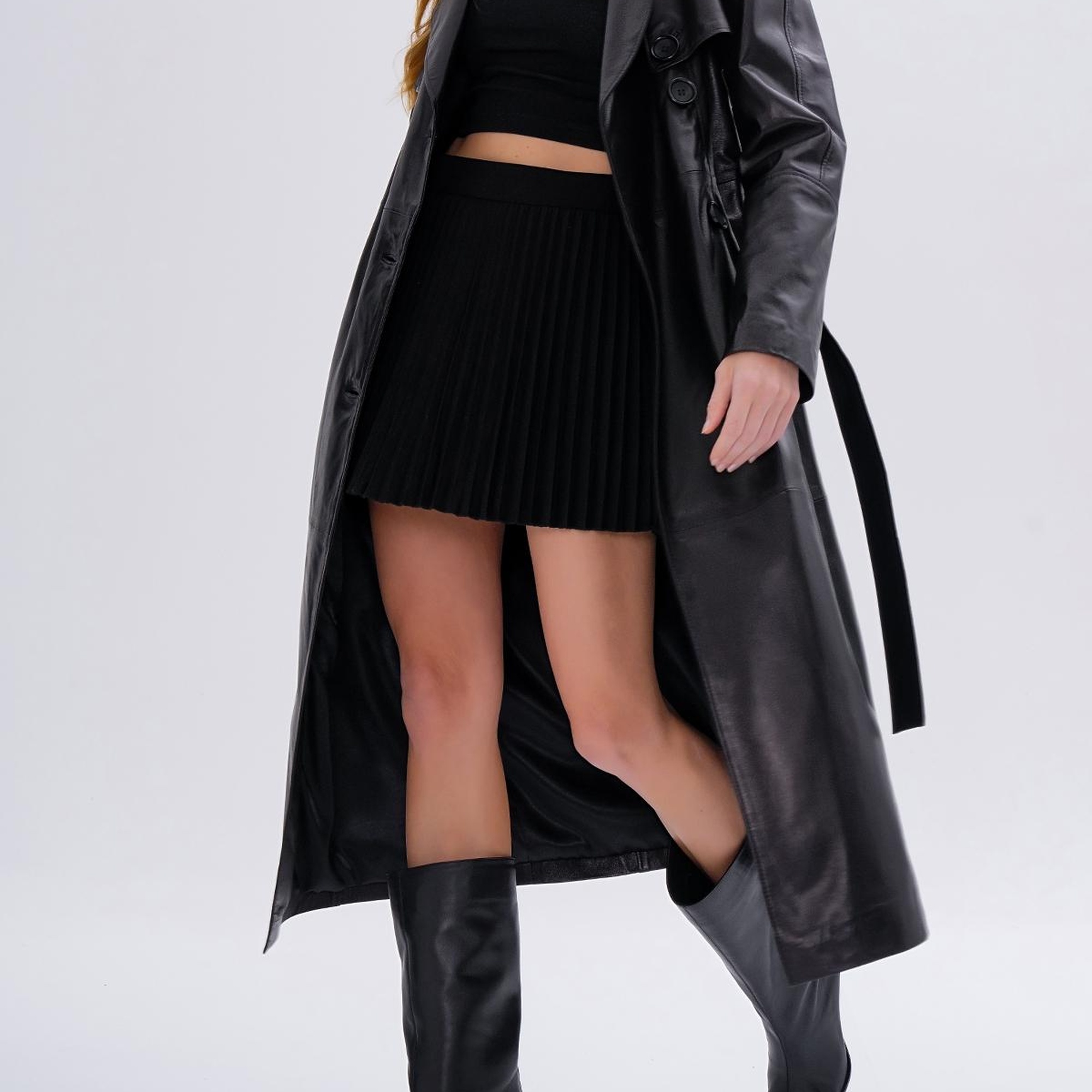 Valmenti Kadın Hakiki Deri Siyah Deri Mont