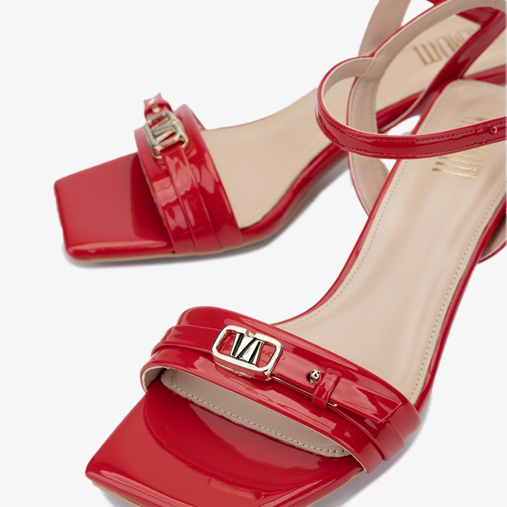 Valmenti Oro Kadın Kırmızı Hakiki Deri Topuklu Sandalet