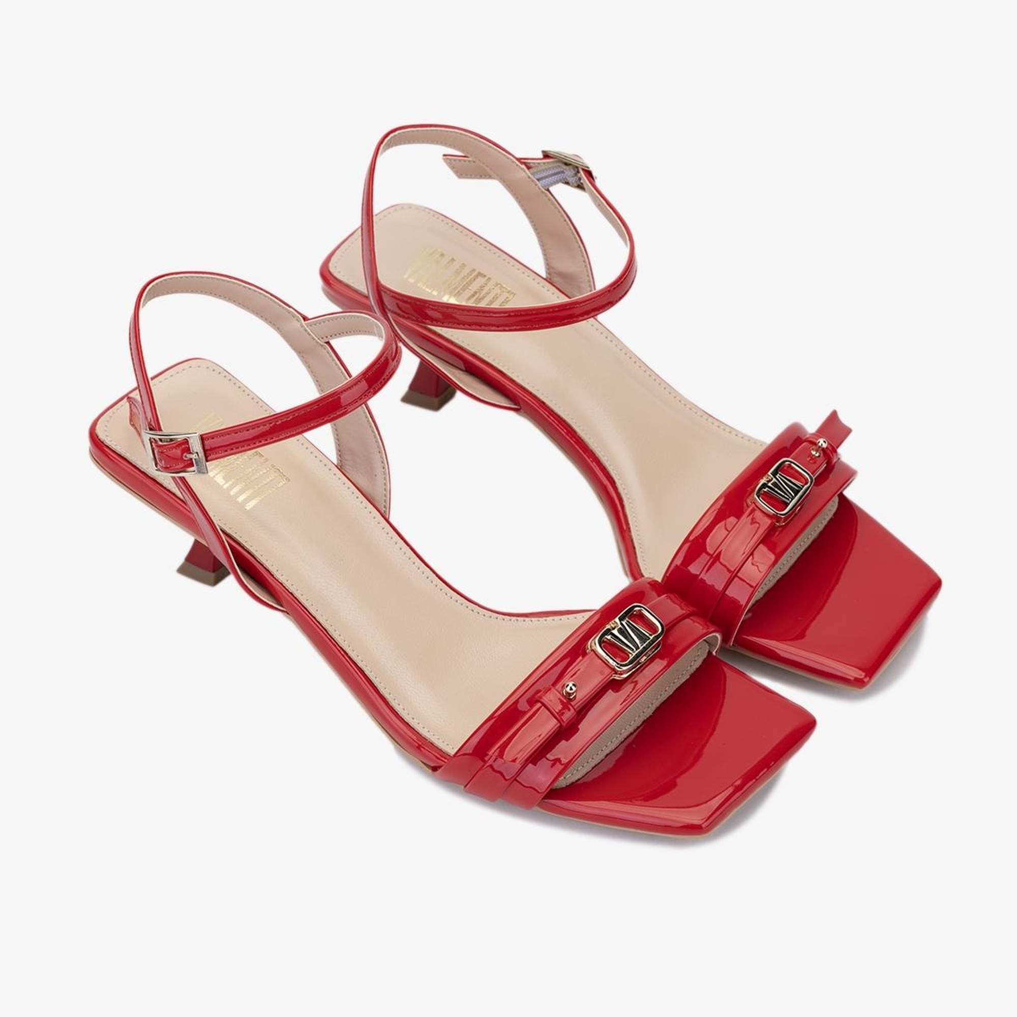 Valmenti Oro Kadın Kırmızı Hakiki Deri Topuklu Sandalet