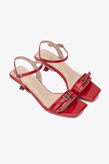  Valmenti Oro Kadın Kırmızı Hakiki Deri Topuklu Sandalet