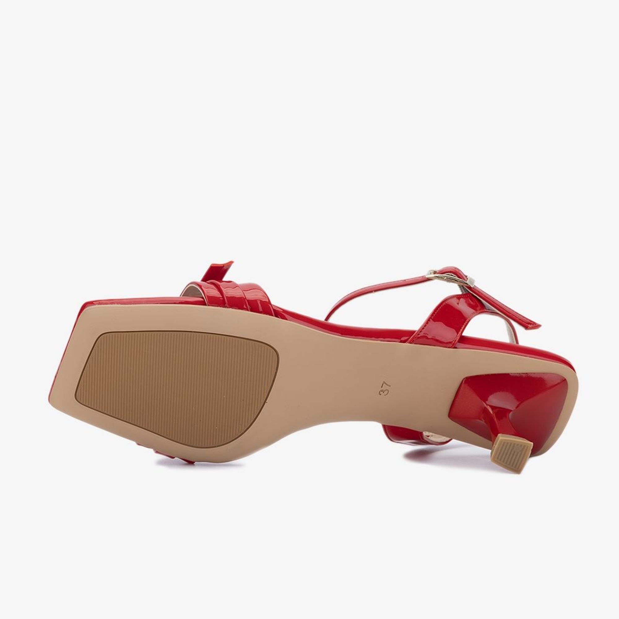 Valmenti Oro Kadın Kırmızı Hakiki Deri Topuklu Sandalet