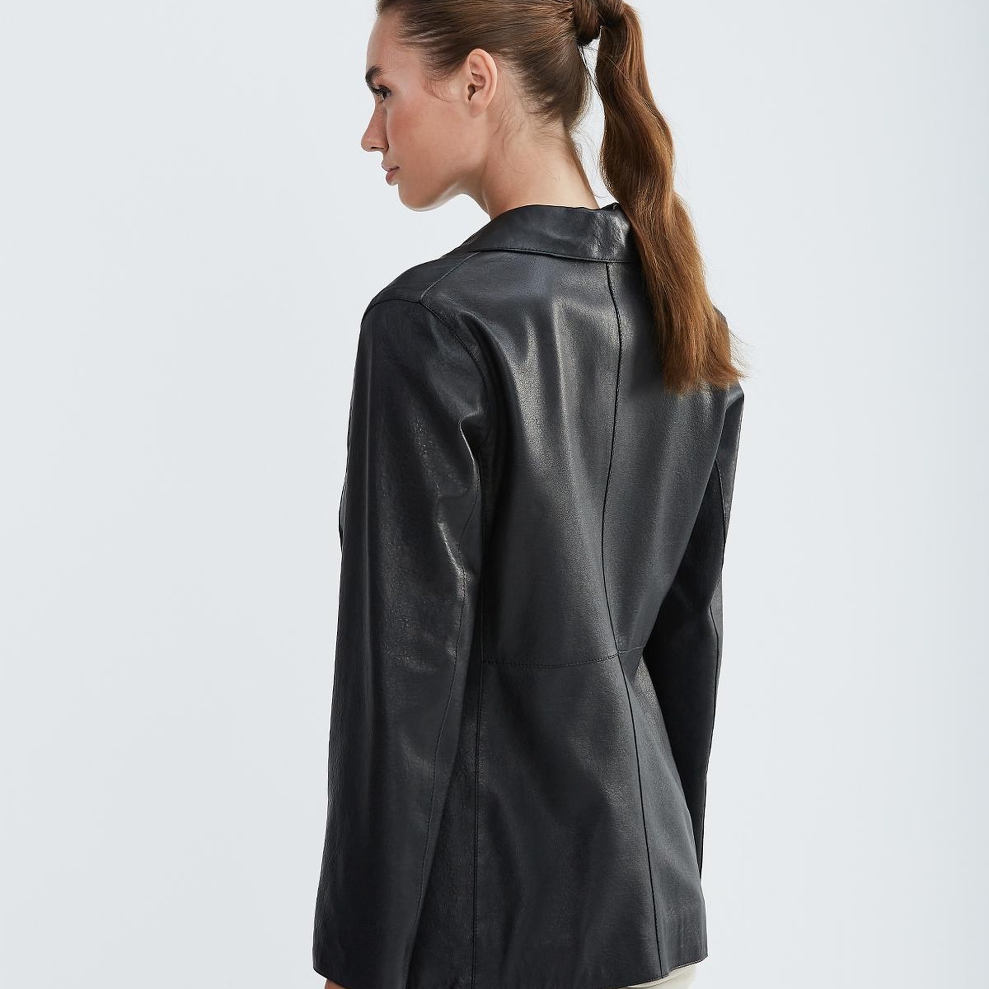 Valmenti Kadın Siyah Hakiki Deri Ceket