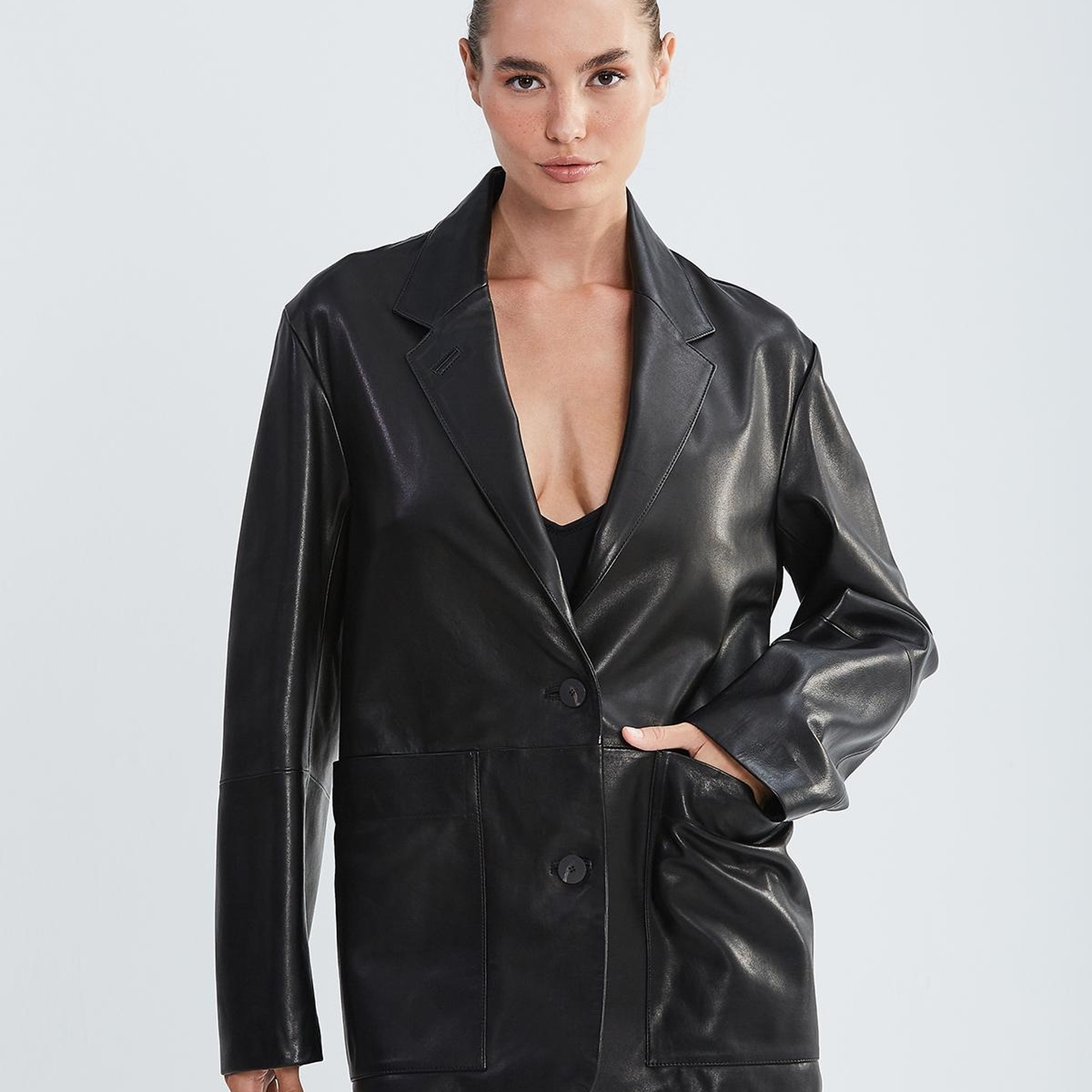 Valmenti Kadın Siyah Hakiki Deri Ceket