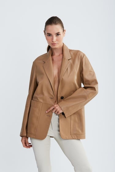  Valmenti Kadın Bej Hakiki Deri Ceket