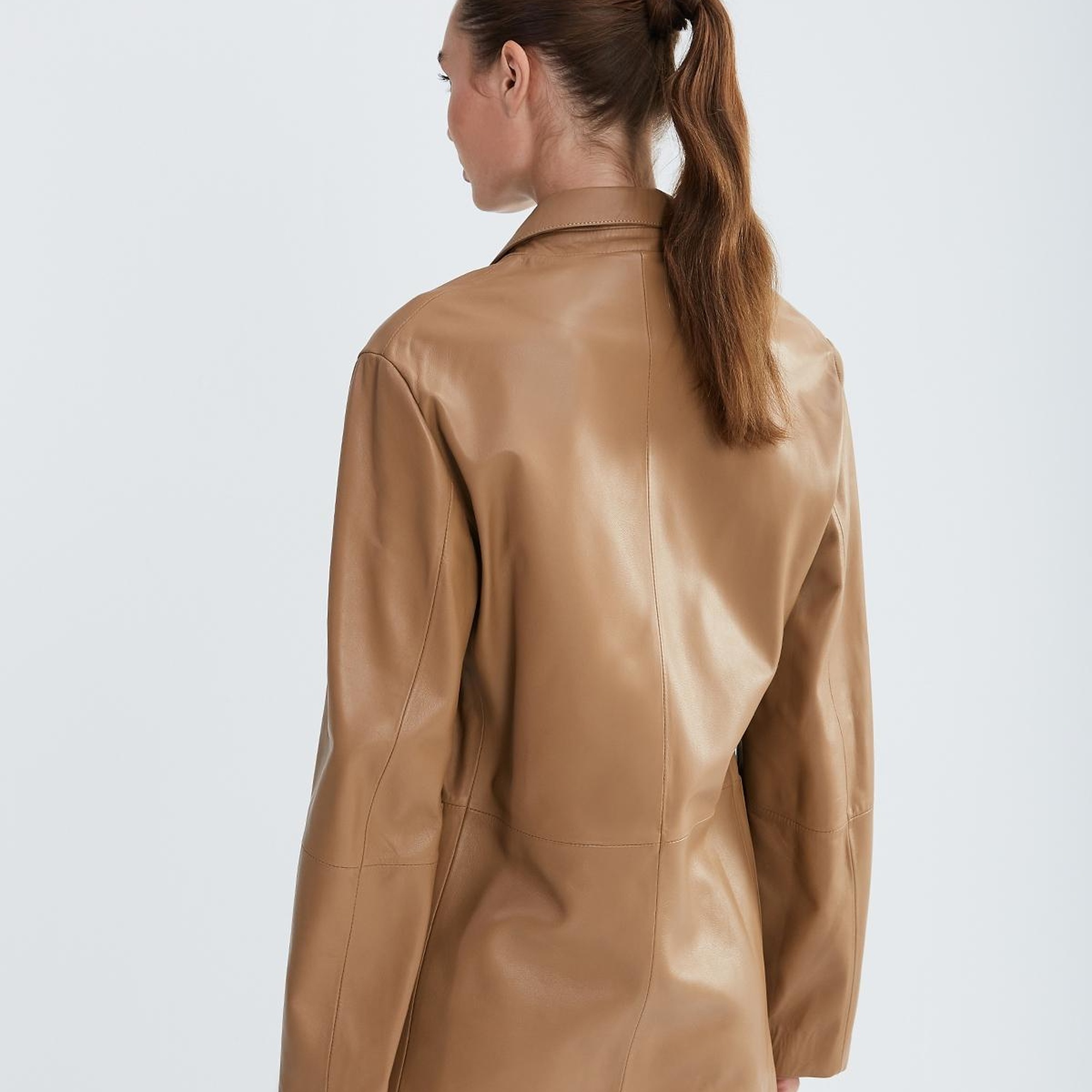 Valmenti Kadın Bej Hakiki Deri Ceket