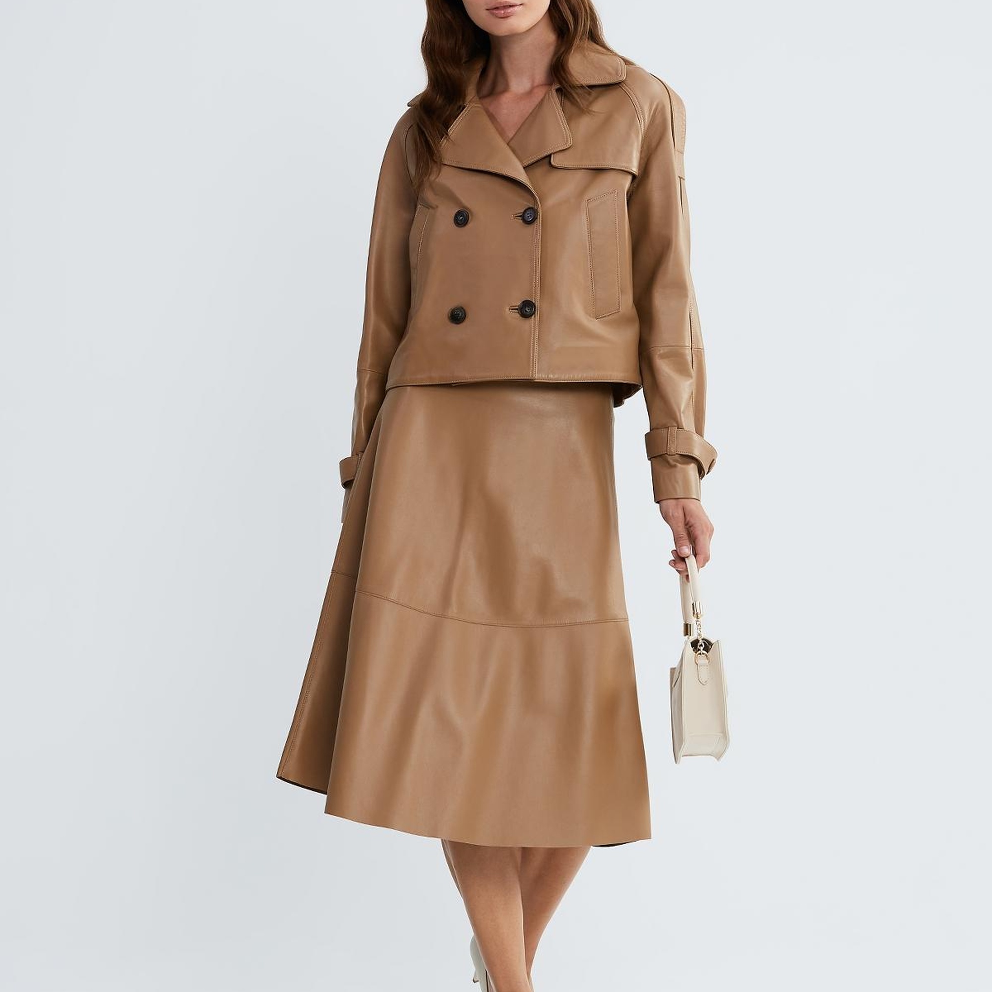 Valmenti Kadın Bej Hakiki Deri Ceket