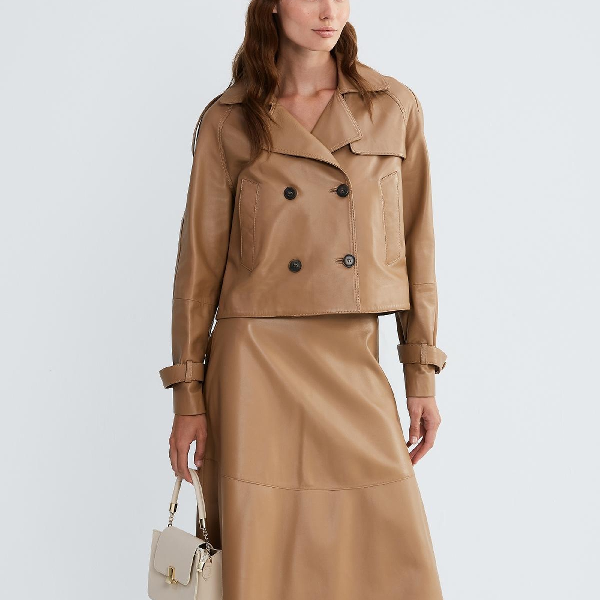 Valmenti Kadın Bej Hakiki Deri Ceket