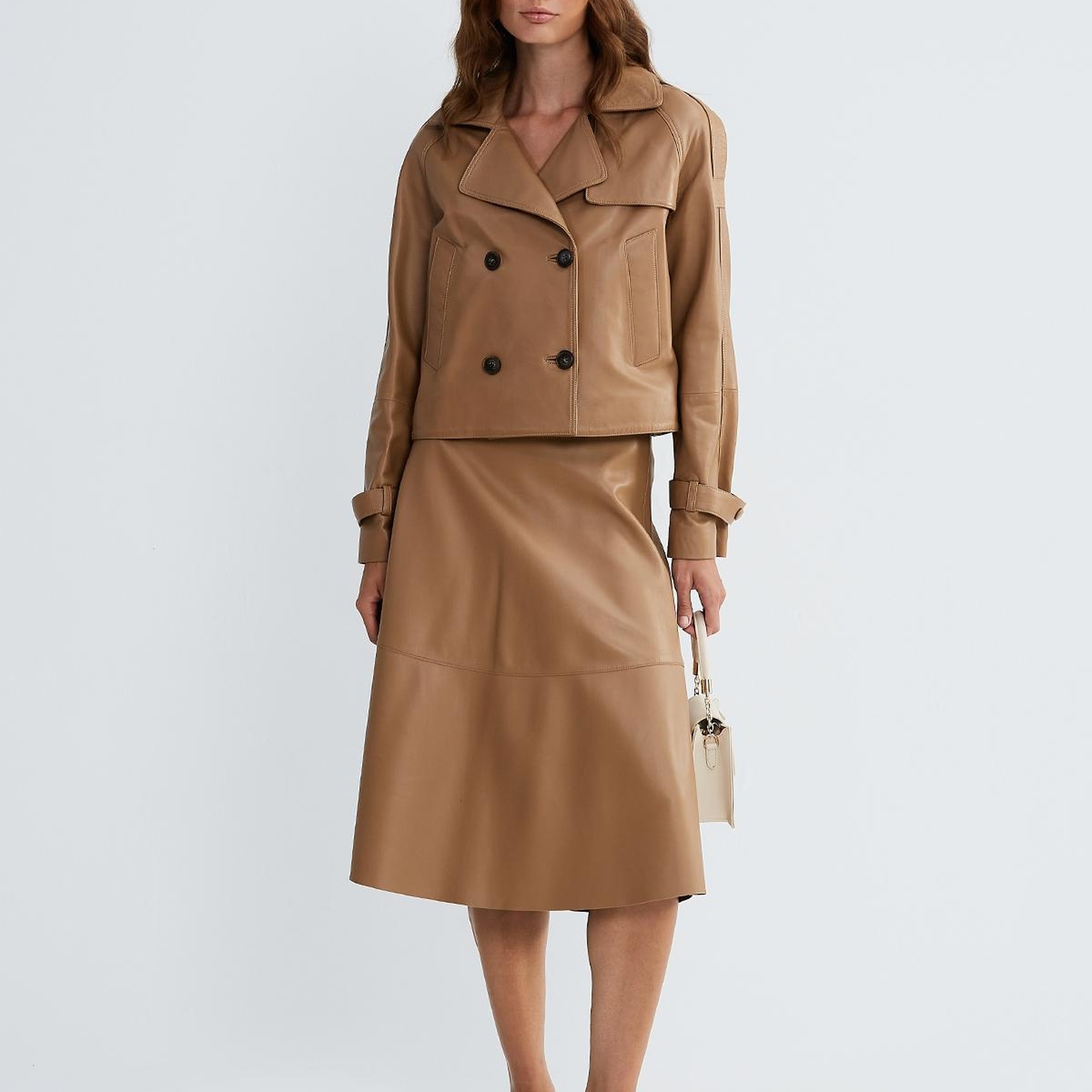 Valmenti Kadın Bej Hakiki Deri Ceket