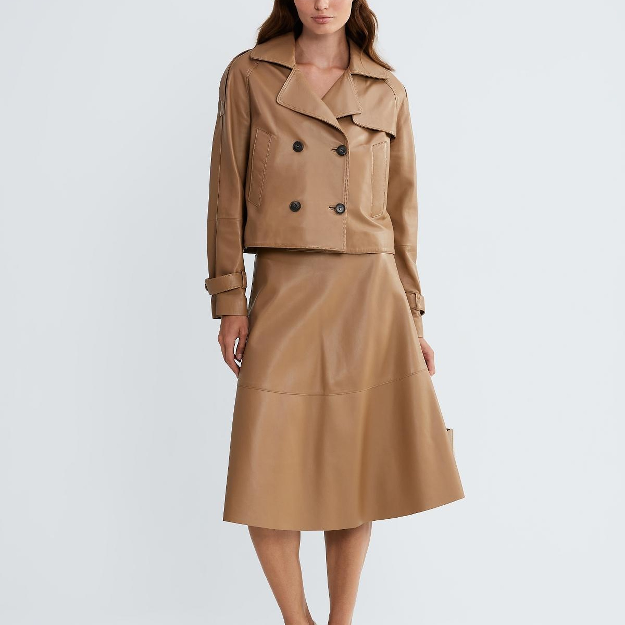 Valmenti Kadın Bej Hakiki Deri Ceket