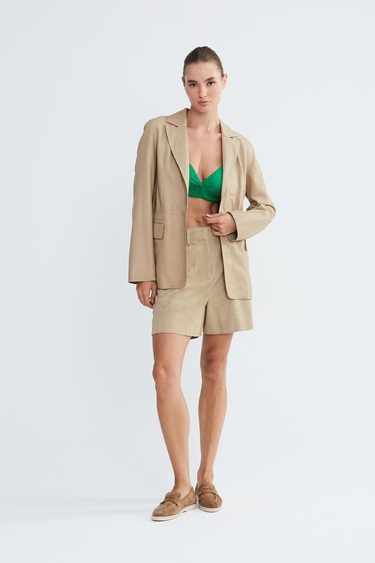  Valmenti Kadın Bej Hakiki Deri Ceket