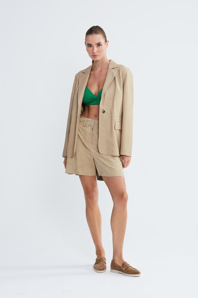  Valmenti Kadın Bej Hakiki Deri Ceket