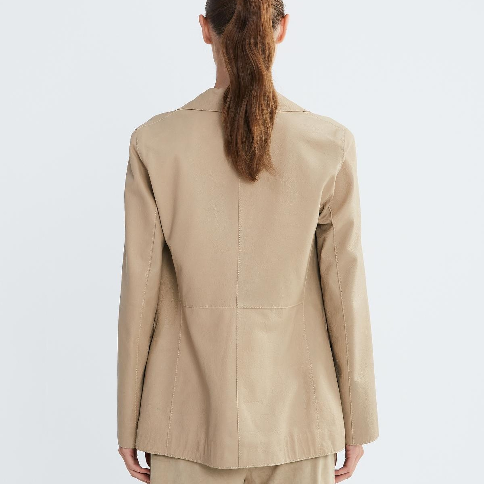 Valmenti Kadın Bej Hakiki Deri Ceket