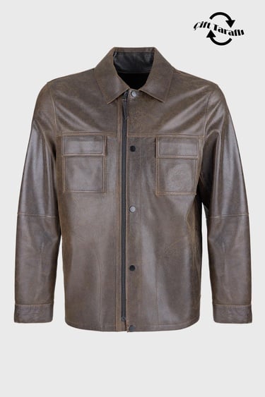  Valmenti Azila Erkek Taba Hakiki Deri Deri Mont