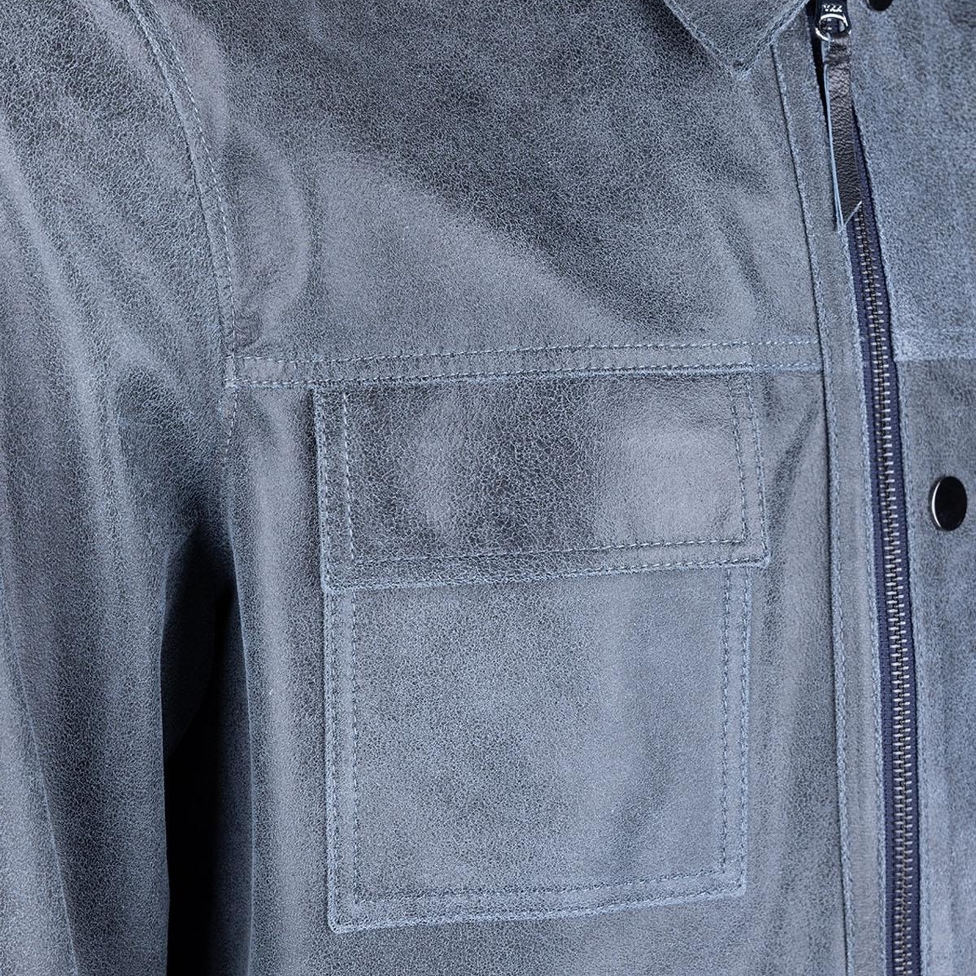 Valmenti Azila Erkek Mavi Hakiki Deri Deri Mont