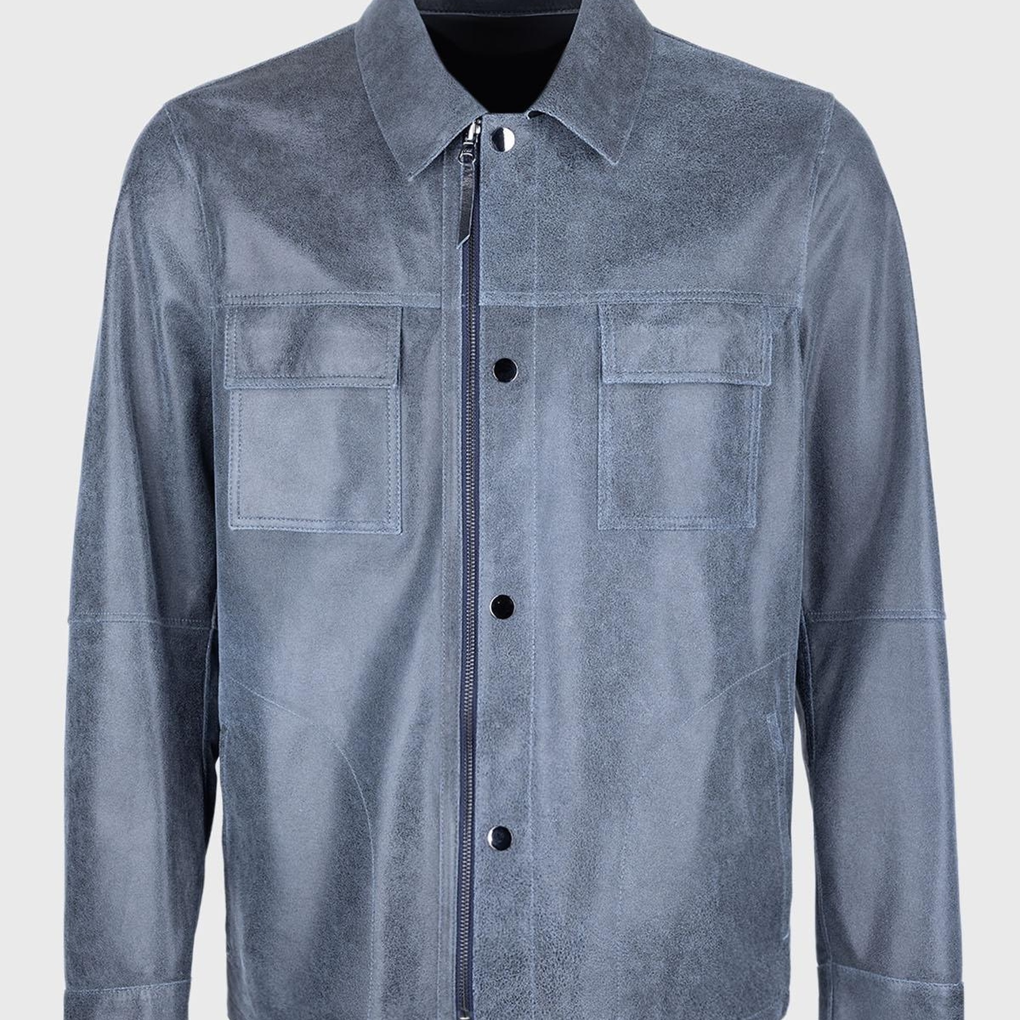 Valmenti Azila Erkek Mavi Hakiki Deri Deri Mont