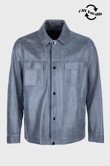  Valmenti Azila Erkek Mavi Hakiki Deri Deri Mont