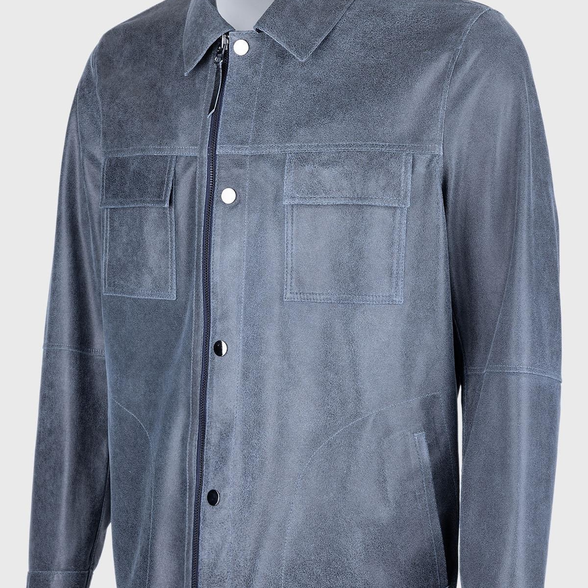 Valmenti Azila Erkek Mavi Hakiki Deri Deri Mont