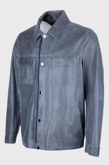  Valmenti Azila Erkek Mavi Hakiki Deri Deri Mont