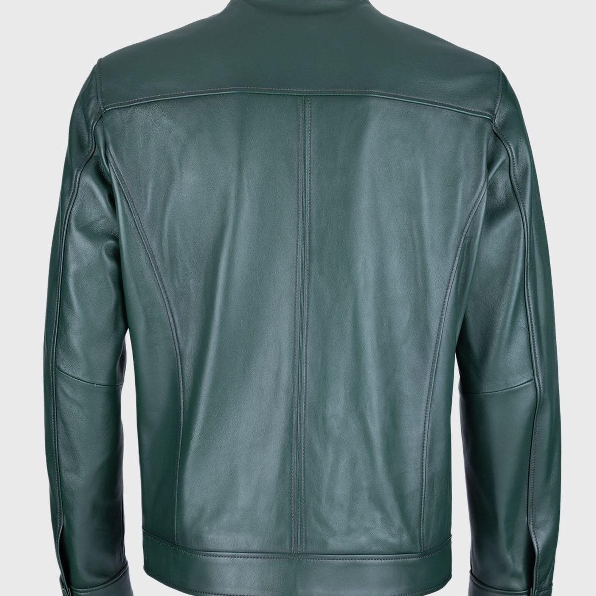 Valmenti Erkek Koyu yeşil Hakiki Deri Deri Mont