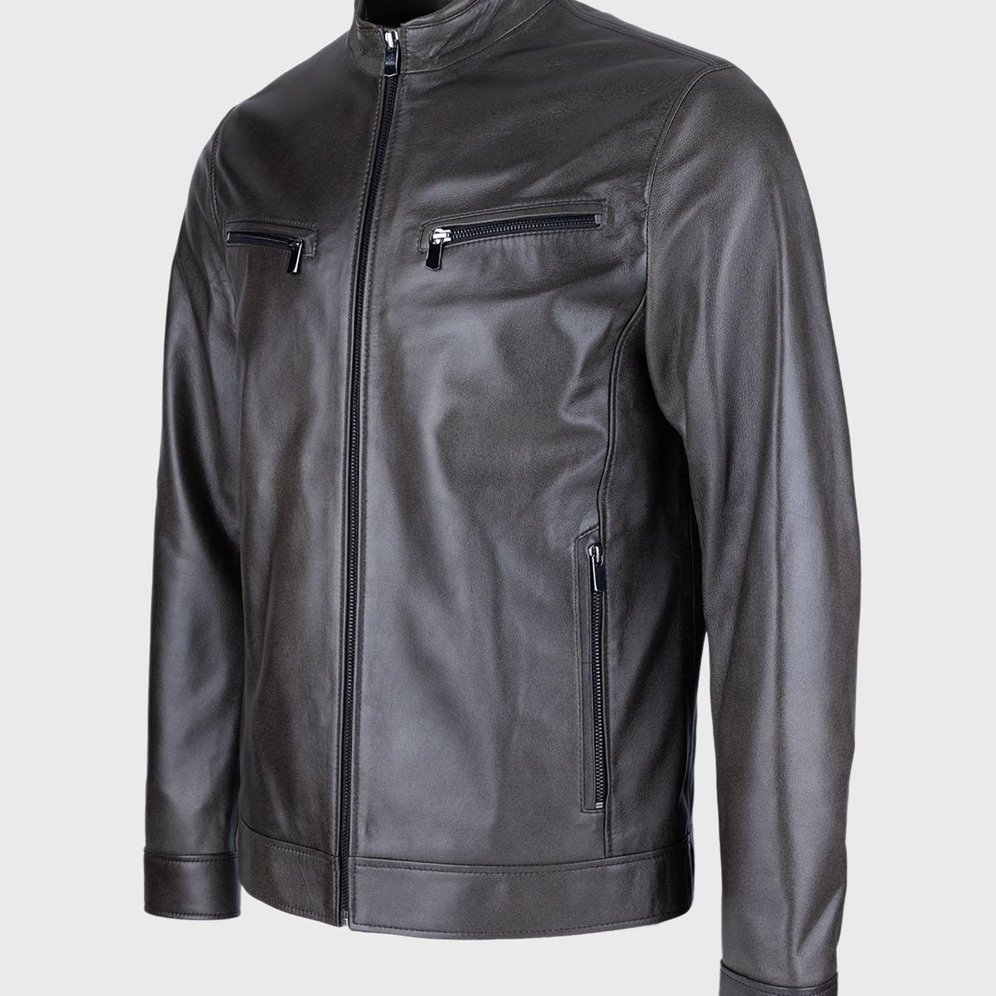 Valmenti Erkek Antrasit Hakiki Deri Deri Mont